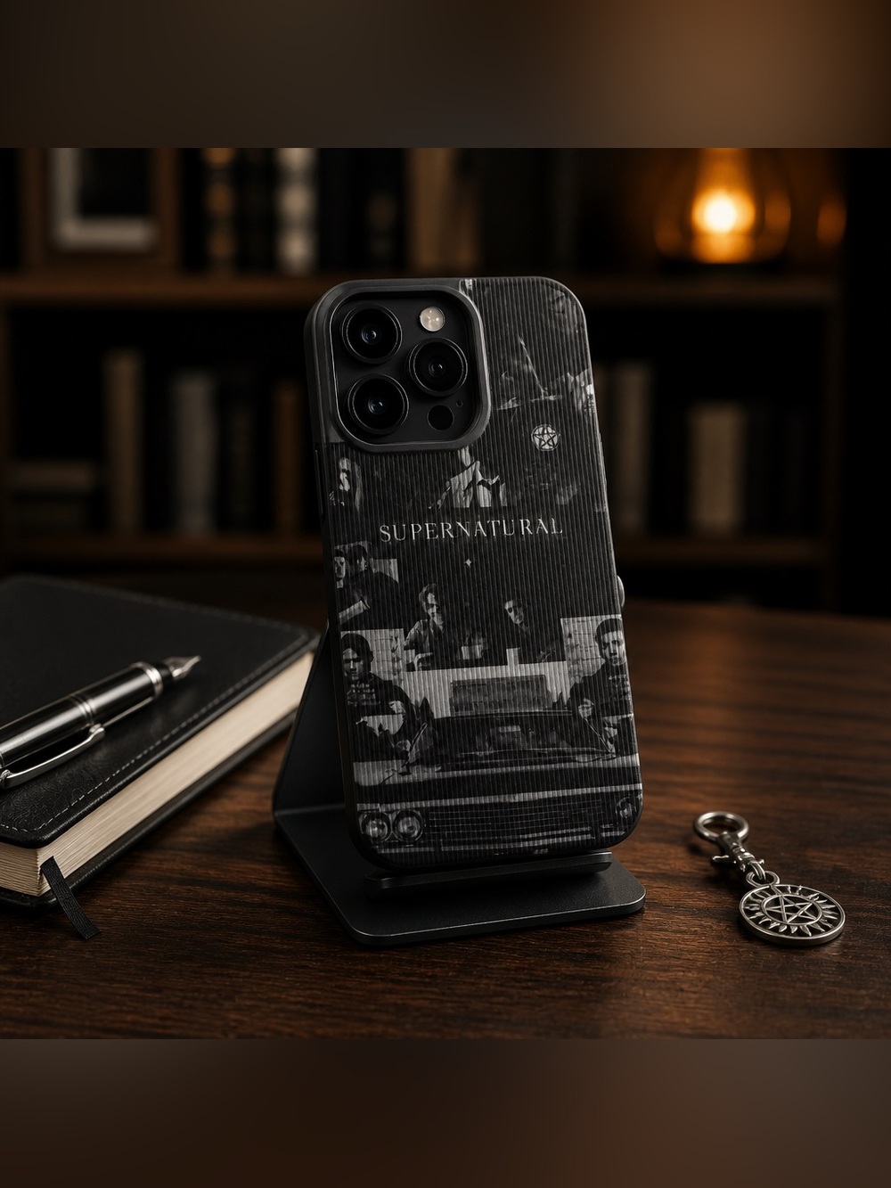 Supernatural Black Phone Case for iPhone 15 Pro Max - Graphic Protective Cover